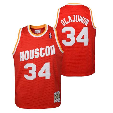 Men&39;s Mitchell & Ness Hakeem Olajuwon Red Houston Rockets Big & Tall Hardwood Classics Jersey. . Hakeem olajuwon jersey